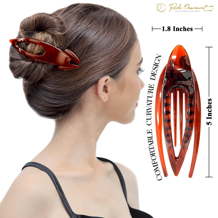 RC ROCHE 6 Pcs Flat Hair Clips Big Claw for Thick Hair French Duckbill Women No Slip Side Slide Curved Alligator Concord