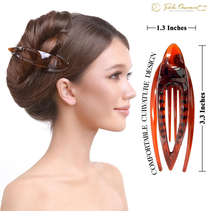RC ROCHE 6 Pcs Flat Hair Clips Big Claw for Thick Hair French Duckbill Women No Slip Side Slide Curved Alligator Concord