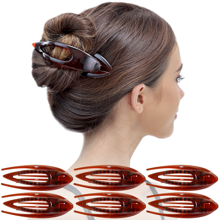 RC ROCHE 6 Pcs Flat Hair Clips Big Claw for Thick Hair French Duckbill Women No Slip Side Slide Curved Alligator Concord