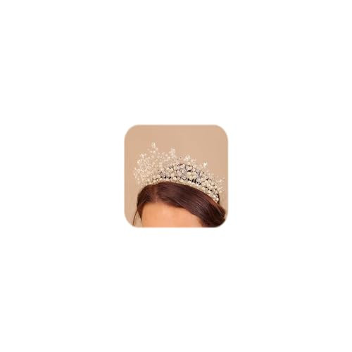 BERYUAN Women Bridal Crystal Pearls Crown Wedding Piece Silver Bride Headband Princess Headpiece for Brides Boho Hair Ac