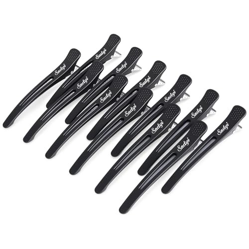 Sndyi Hair Sectioning Clips Professional NonSlip Duckbill and Roller Clips for Styling Sectioning No Crease 43 Black 12