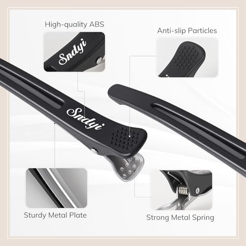Sndyi Hair Sectioning Clips Professional NonSlip Duckbill and Roller Clips for Styling Sectioning No Crease 43 Black 12