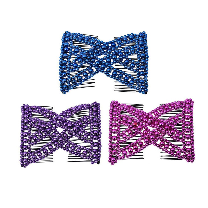 LOVEF 3 Pcs Ponytail Comfy Comb Hair Comb is perfect for Easy Ponytails UpDos and Twists Hair Accessory with Beaded Doub