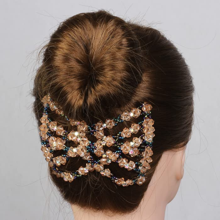 Lovef 1pcs Multifunction Beaded Magic Hair Accessory with Elastic Double Easy Clips and Insert Hair Jewelry CoffeeB