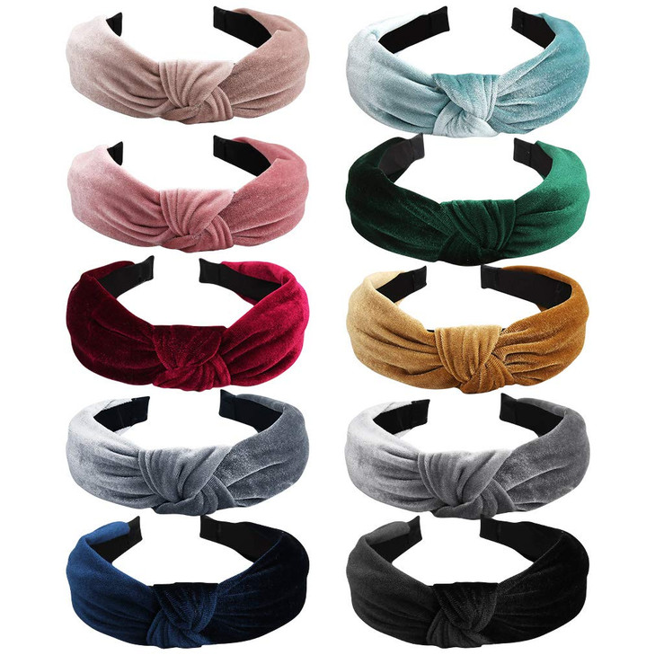 ANBALA 10 Pack Headbands for Women Fashion Knotted Headbands Breathable Wide Hairbands Hair Hoop Hairbands for Fashion O