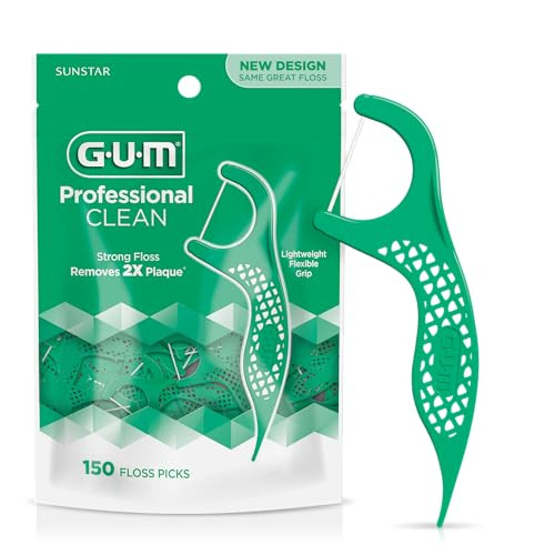 GUM Professional Clean Floss Picks - Extra Strong Shred-Resistant Floss, Easy Grip Handle - Dental Flossers for Adults - Fresh Mint Flavor, 150 Count online at globaldelivered