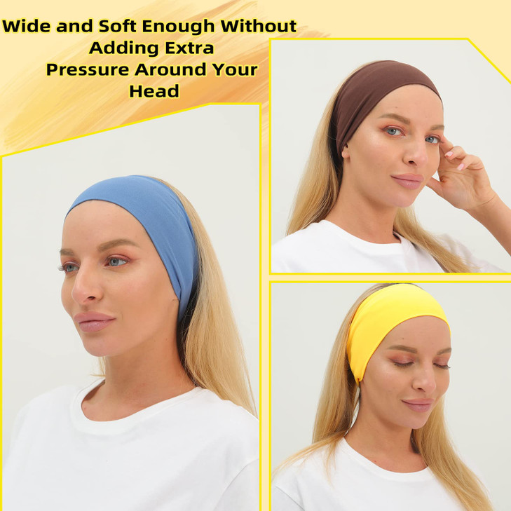 RITOPER Womens Workout Wide Headbands Non Slip Super Soft Yoga Running Exercise Bands Elastic Sweat and Hair Wraps