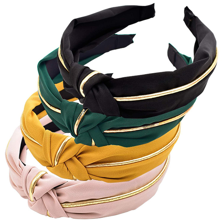 HOKPA Hairbands for Women 4 Pack Fashion Cross Knot Hairbands Wide Knotted Hair Hoop Headwrap Headwear Hair Bands Access