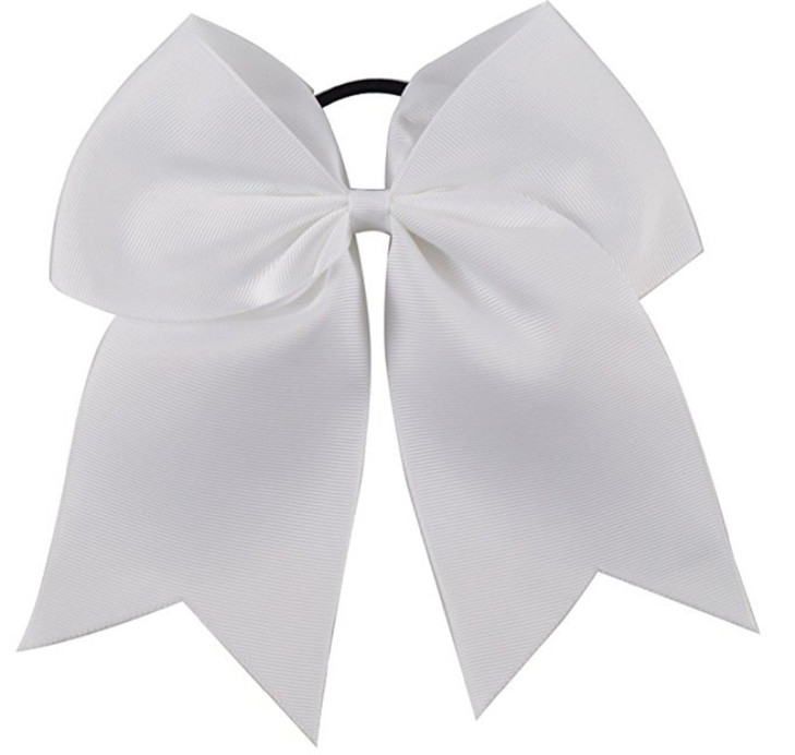 Kenz Laurenz Cheer Bows White Cheerleading Softball Gifts for Girls and Women Team Bow with Ponytail Holder Complete you