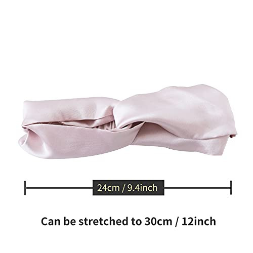 ZIMASILK 100 Mulberry Silk Headband Elastic Twisted Hair Wrap Turban for Women NonSlip Sleep Silk Hair Accessory Pink