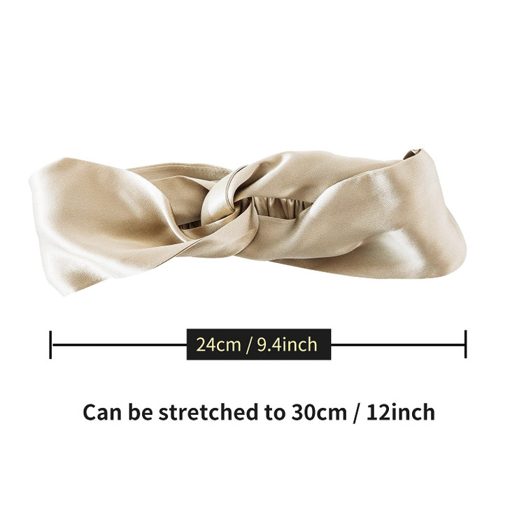 ZIMASILK 100 Mulberry Silk Headband Elastic Twisted Hair Wrap Turban for Women NonSlip Sleep Silk Hair Accessory Taupe