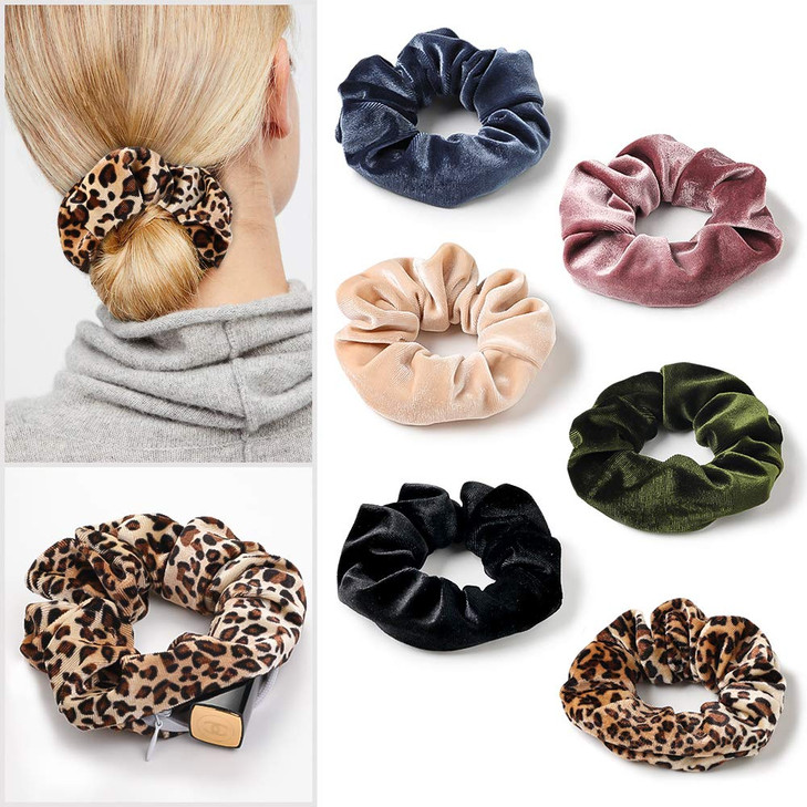 Ivyu Velvet Zipper Pocket Scrunchies 6 Count Purple