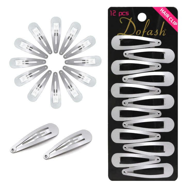 Dofash 12PCS Snap Hair Clips For WomenNon Slip Metal Hair Barrettes 5cm 2 Small Clips For Thin Fine Hair Silver Grey