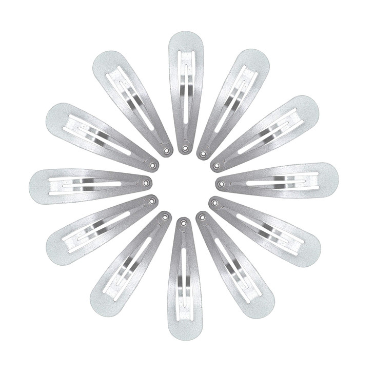 Dofash 12PCS Snap Hair Clips For WomenNon Slip Metal Hair Barrettes 5cm 2 Small Clips For Thin Fine Hair Silver Grey