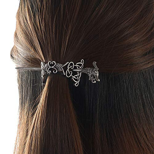 Large Celtic Knots Dragon Hairpins Norse Viking Crown Hair Jewelry for Long Hair Braids Barrettes Vintage Viking Runes W