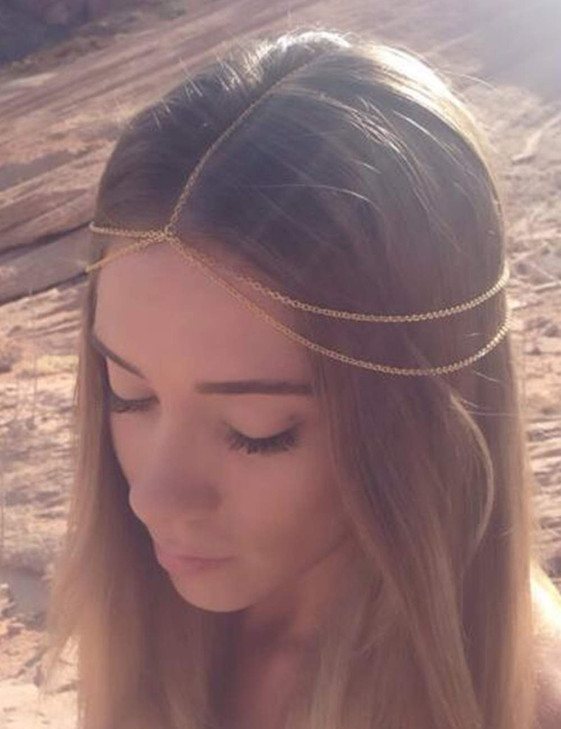 Chargances Women MultiLayered Head Chain Headband Halloween Gold Head Chain Wedding Headband Prom Festival Headpiece Boh