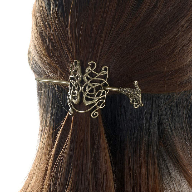 Large Celtic Knots Dragon Hairpins Norse Viking Crown Hair Jewelry for Long Hair Braids Barrettes Vintage Viking Runes W
