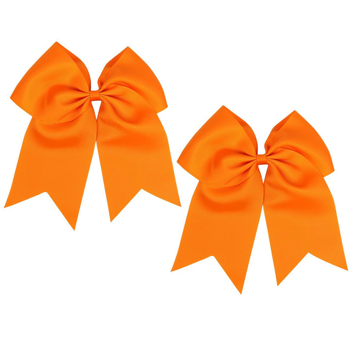 8 Large Cheer Bows Ponytail Holders with Bowknot Ribbons Orange Hair Ropes and Rubber Bands for Cheerleading Women Girls