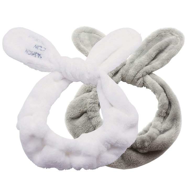 Dofash 2Pcs A Cute Bunny Ears Face Wash Headband Skincare Makeup Headband Beauty Lovely Spa Headbands With Delicate Bag