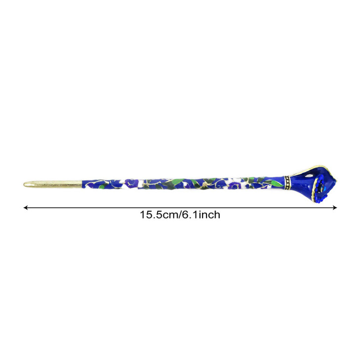 Honbay Cloisonn Vintage Hair Stick With Calla Chinese Traditional Style Fashion Hair Chopsticks Hairpin Blue
