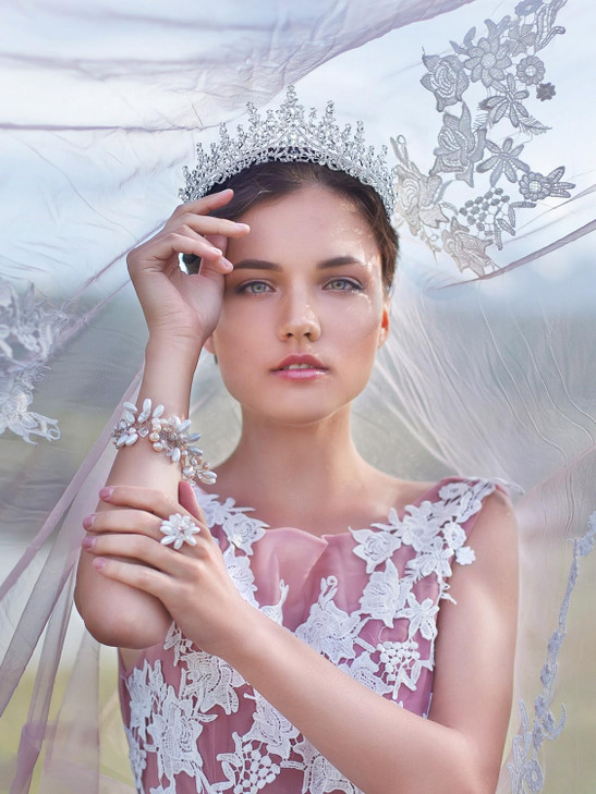 SWEETV Rhineshtone Wedding Tiara for Bride Flower Girls Princess Tiara Headband Bridal Crown Bridal Hair Accessories for