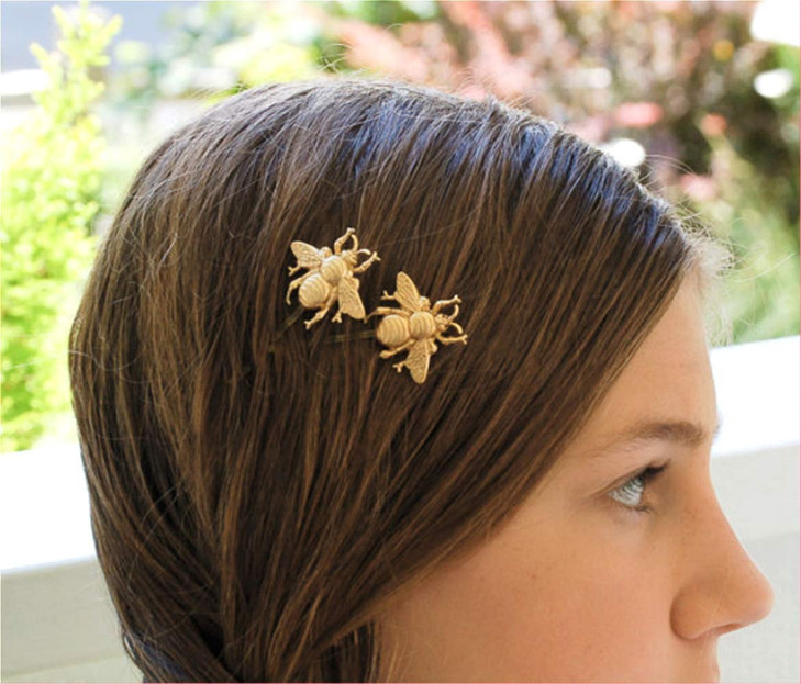 Cathercing 4 pcs Bee Hair Pins for Women Girls Bride Bee Barrettes Bobby Pin Hair Clips Headpiece Hair Accessories Gold