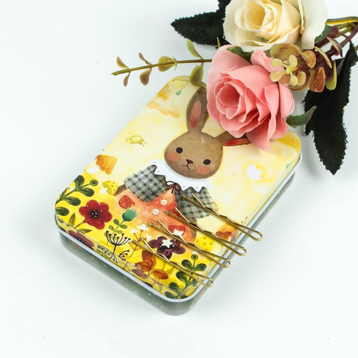 Mini Bobby Pins Blonde with Cute Case 200 CT 138 Inch Small Hair Bobby Pins for Buns Premium Gold Hair Pins for Kids Gir