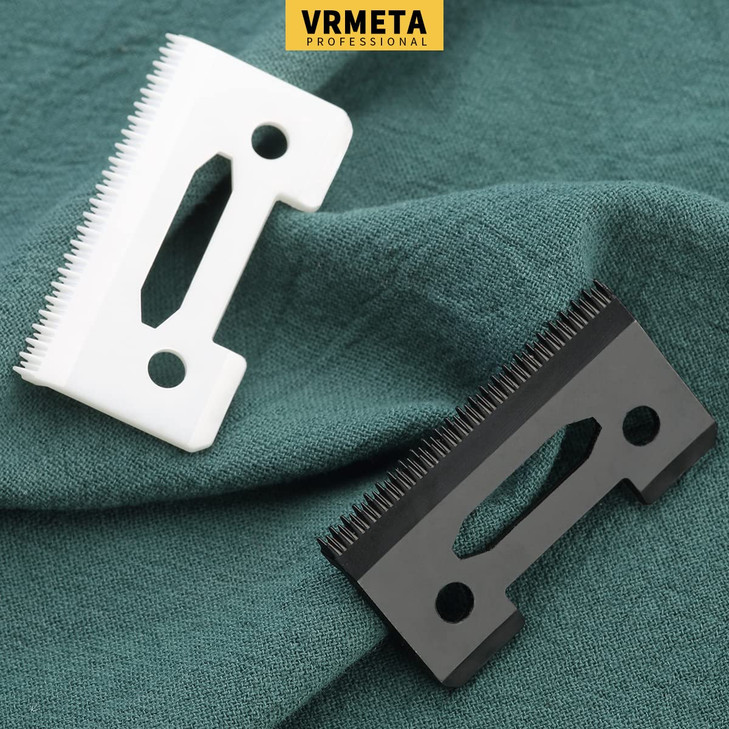 VRMETA Professional Replacement Clipper Ceramic Blades Stagger Tooth 2 Holes Precision Adjustable Hair Clipper Parts Bla