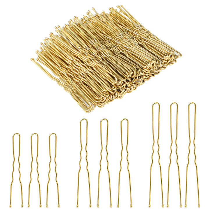 200 Pcs U Shaped Hair Pins 2IN 24IN 28IN in Box French Hair Pin for Buns Happi Mangala Bobby Pin for Women Blonde
