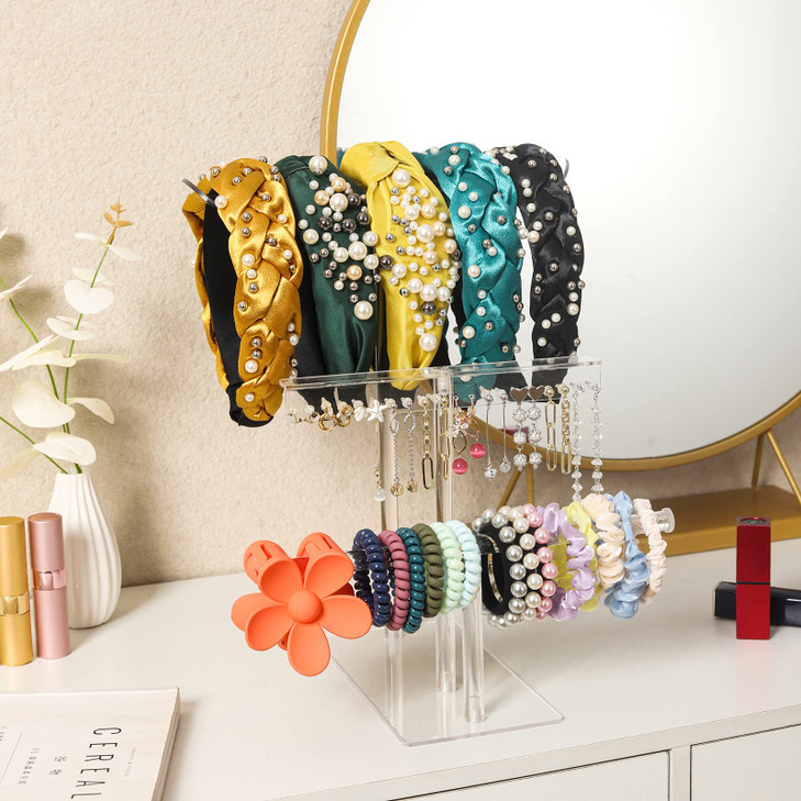 LOVNFC Headband Holder Headband Organizer Acrylic Clear Hairband Hair Hoop earrings Display Stand for Girls Women