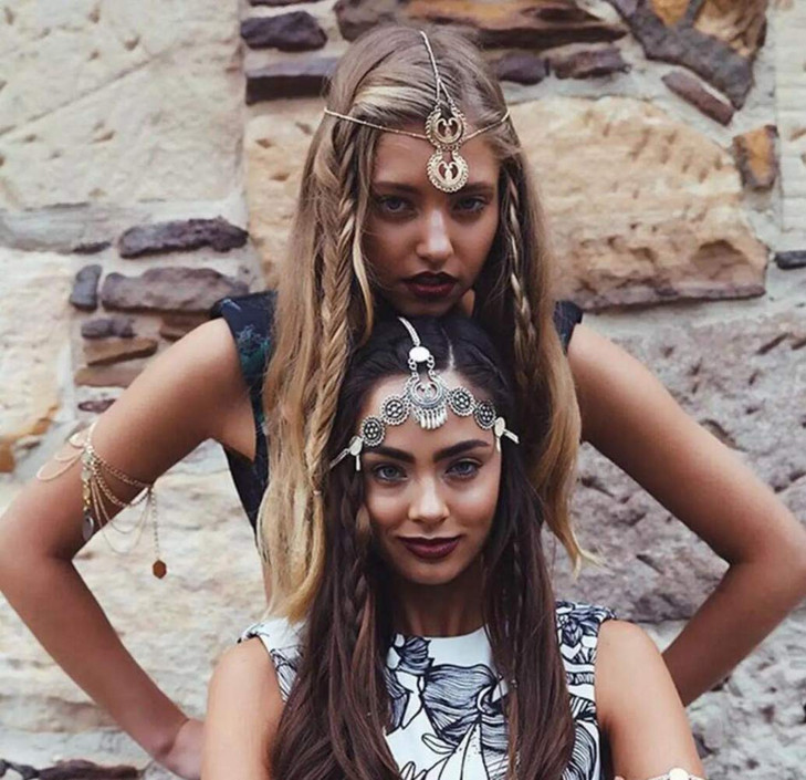 Chargances Halloween Metal Head Chain Vintage Headband Festival Forehead Headpiece for Women and Girlssilver