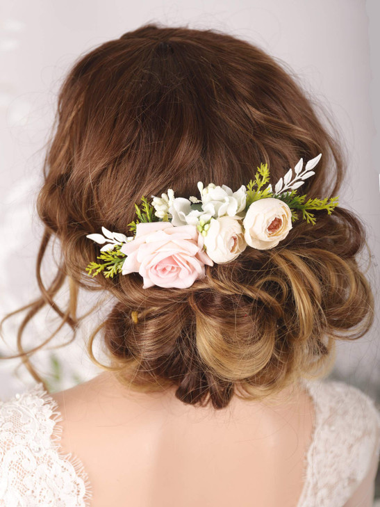 Kercisbeauty Floral Bridal Boho White Hair Comb Photo Shoot Hair Wreath Crown Spring Wedding Hair Piece Barrette Prom Gi