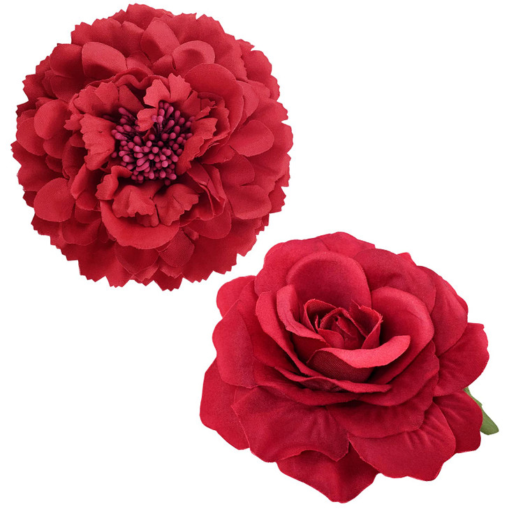 Large Floral Hair Clips 8 Pieces Set Includes 4pcs Peony Flower Hair Clips and 4pcs Rose Flower Hair Barrette Accessorie