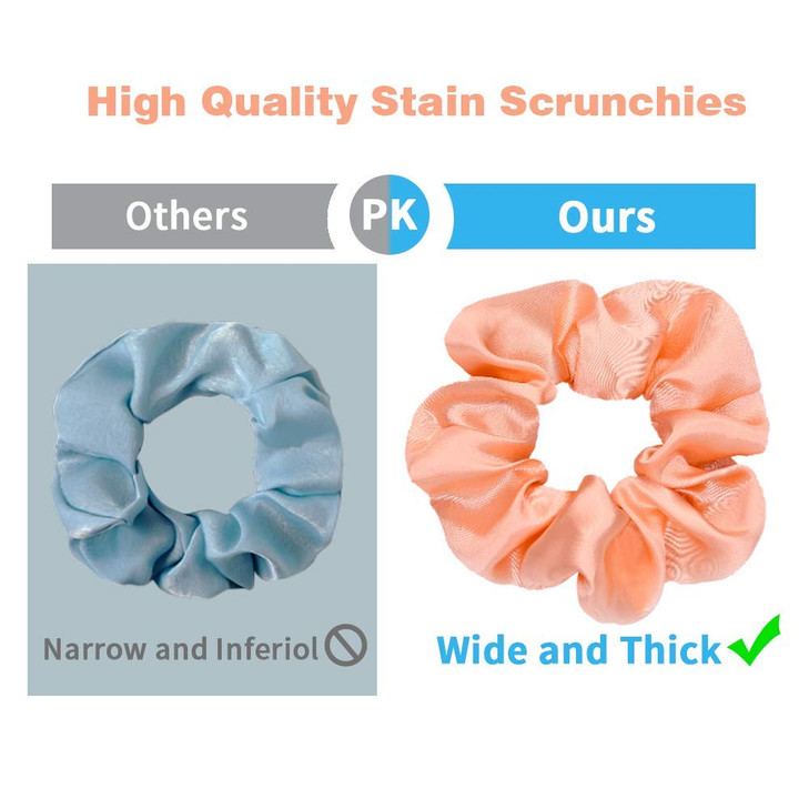 50 Satin Hair Scrunchies in Multiple Colors Silk Accessories for Curly Hair Teens and Girls With Gift Bag