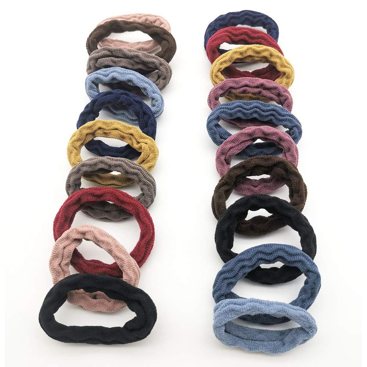 Hair Ties with Seamless High Elastic Thickening in Ponytail Holders Multiple Colors with 20 Pcs Packing