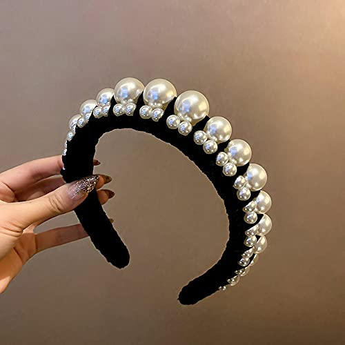 Wiwpar Headbands for Women Pearl Head Bands Hair Accessories No Slip Fashion Cute Headband for Women Black