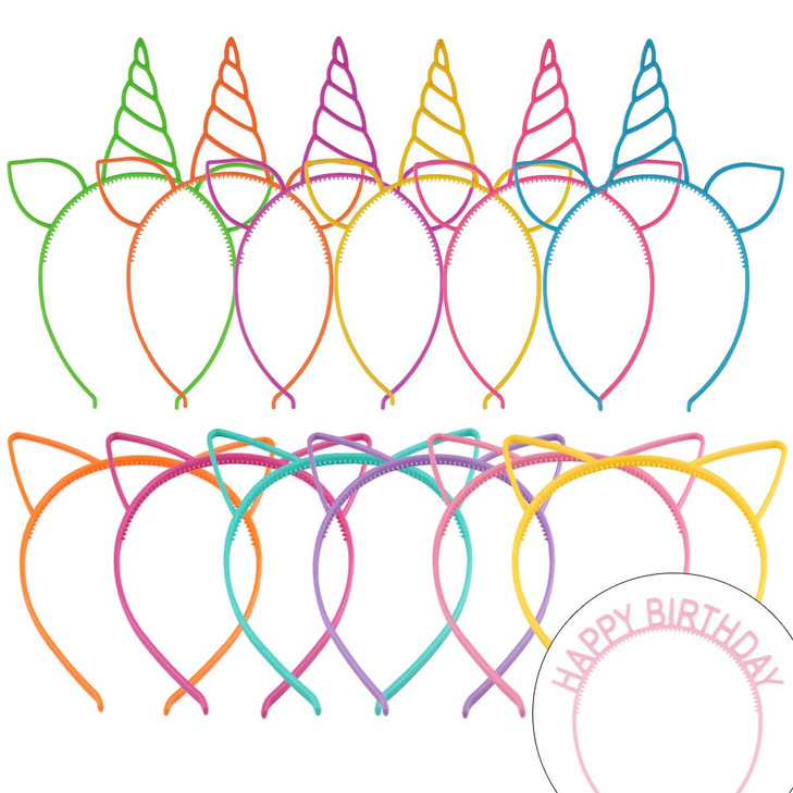 Candygirl Girls Plastic Headbands Tiara Bunny Cat Bow Hairbands 012 Mix Set