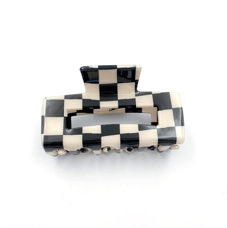 Checkered Hair Claw Clips for Women Girls Fashion Hair Clips for Styling Claw Clamps Thick Hair Retro Rectangle Shape YO