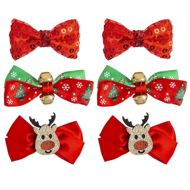 Cute Hair Clips Set for Girls 6 Pcs Alligator Clips Bows Barrettes Holiday Hair PinsIdeal Hair Accessories SetPerfect Gi