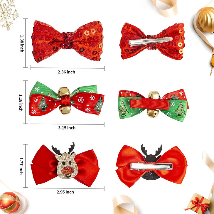Cute Hair Clips Set for Girls 6 Pcs Alligator Clips Bows Barrettes Holiday Hair PinsIdeal Hair Accessories SetPerfect Gi