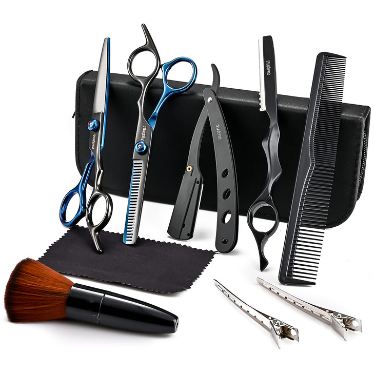 Barber Hair Cutting Scissors Set Fozirut Professional Haircut Scissors Thinning Shears Straight Edge Razor Barber Access