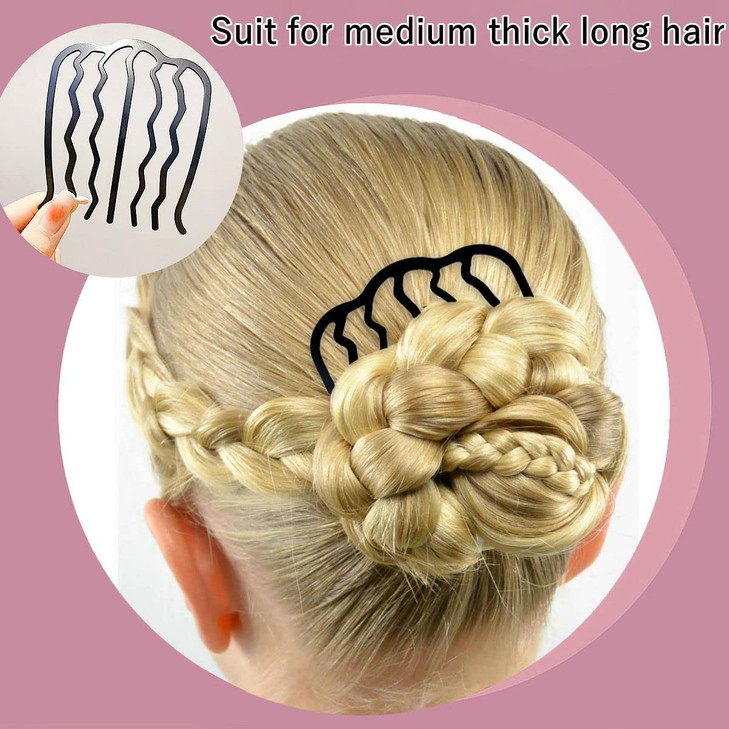 8 Piece Hair Side Combs U Hair Pins Hair Fork Clip Hair Stick for Updo Bun U Shaped Teeth Hair Combs for Vintage Hairsty