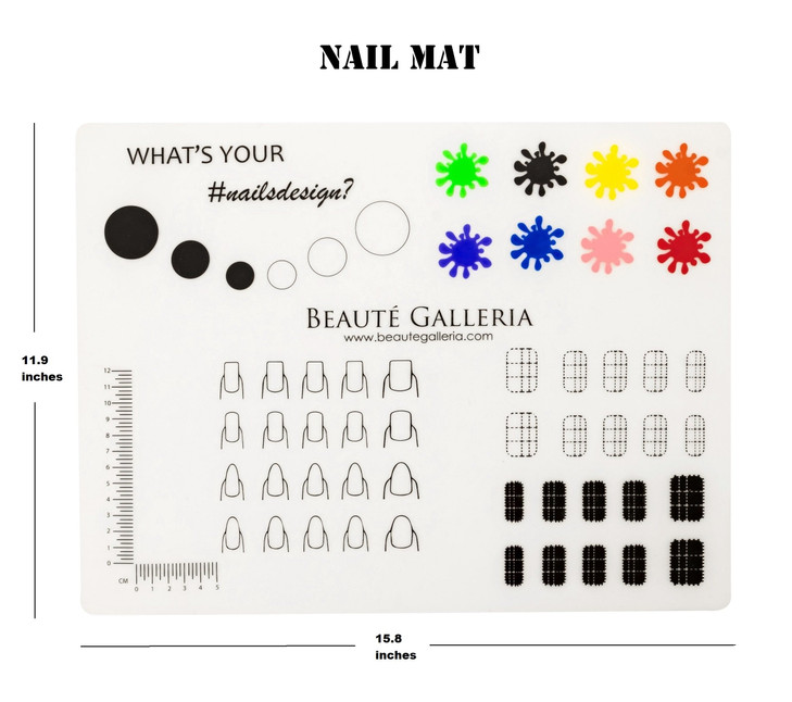 Beaute Galleria Rollable Silicone Nail Art Stamping Mat for Reverse Stamping, Nail Decals Practice Washable Mess-Free Manicure Mat