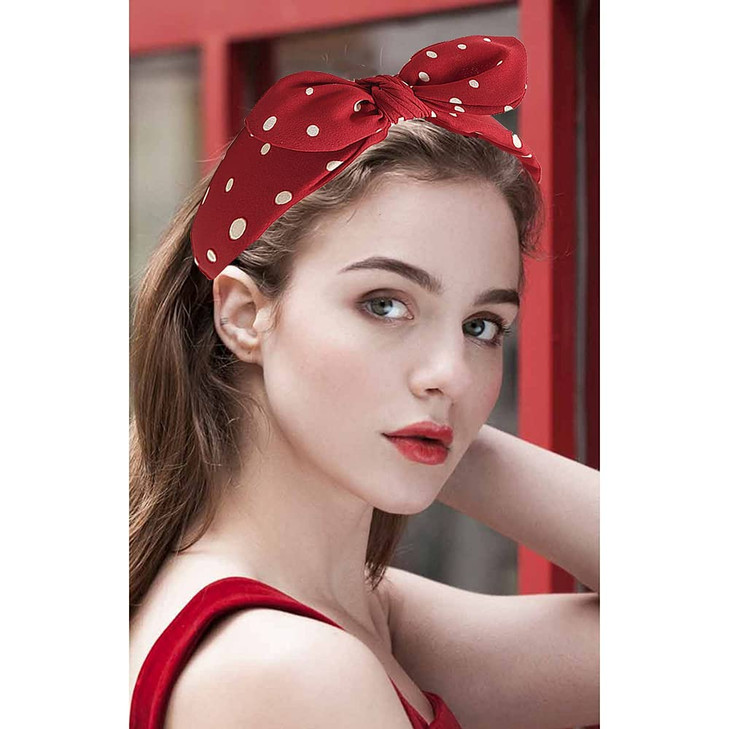 Lvyeer 3 Pack Bow Headbands for WomenWide Polka Dot Headband for Women Rabbit Ear Hair hoop
