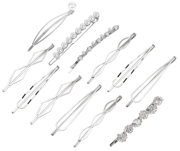 12 Pcs Hair Pins SetPearl Hair Clips Geometric Hair Pins Metal HairpinMinimalist Hair Styling JewelryWedding Dainty Hair