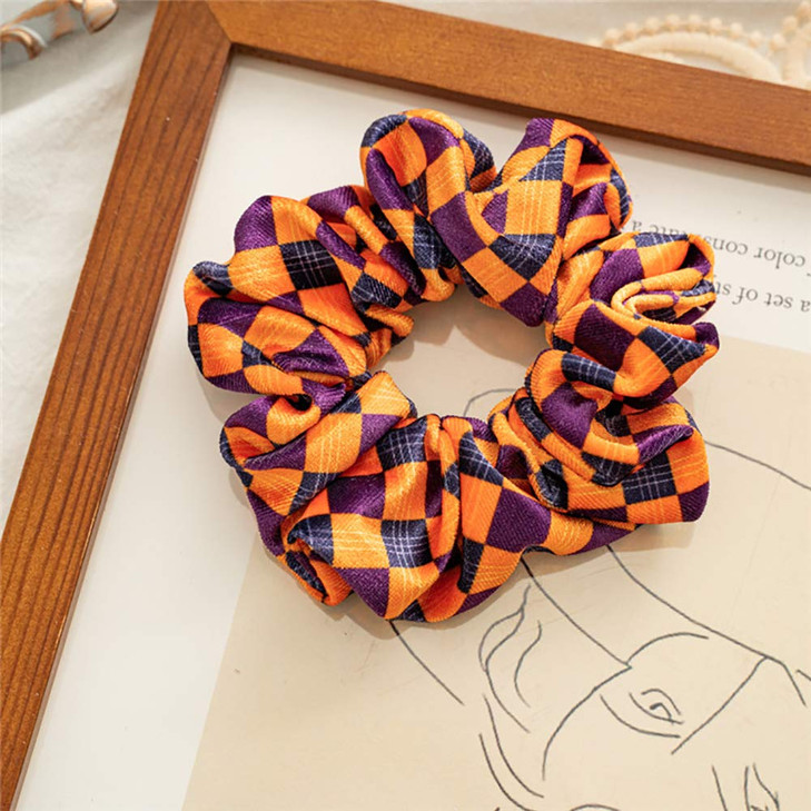Velvet Halloween Hair Scrunchies Yellow Hair Bands Plaid Hair Accessories Plaid Scrunchies gingham Hair Ties for Women G