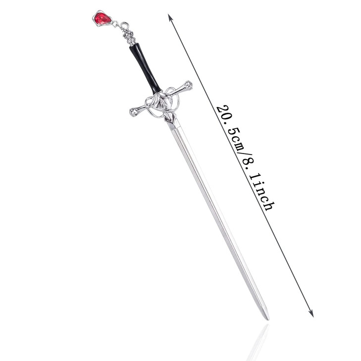 2 PACK Chinese Sword Tassel Hair Accessories Sticks for Women Buns with Hair Gems Sword Gold Silver