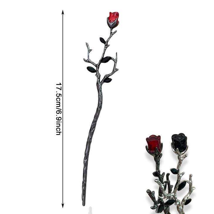 2 PCS Metal Rose Hair Sticks Flower Buns Hairpin for Women Girls Long Hair Accessories