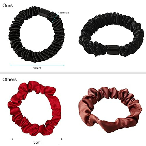 Satin Silk Hair Ties Black Small Mini Scrunchy for Women Thick Hair Accessories Cute Soft No Slip Hair Elastics Ponytail