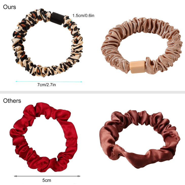 Silk Hair Ties Satin Scrunchies Small Mini Scrunchy for Women Thick Hair Accessories Cute Soft No Slip Hair Elastics Pon